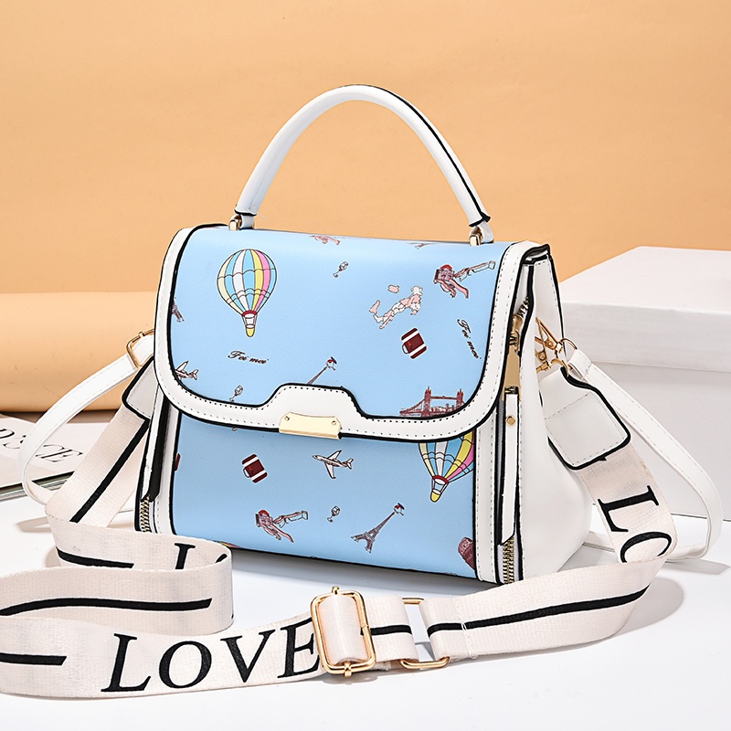 Túi đeo vai IELGY có tay cầm dáng vuông nhỏ sức chứa lớn in họa tiết dễ phối đồ thời trang cho nữ