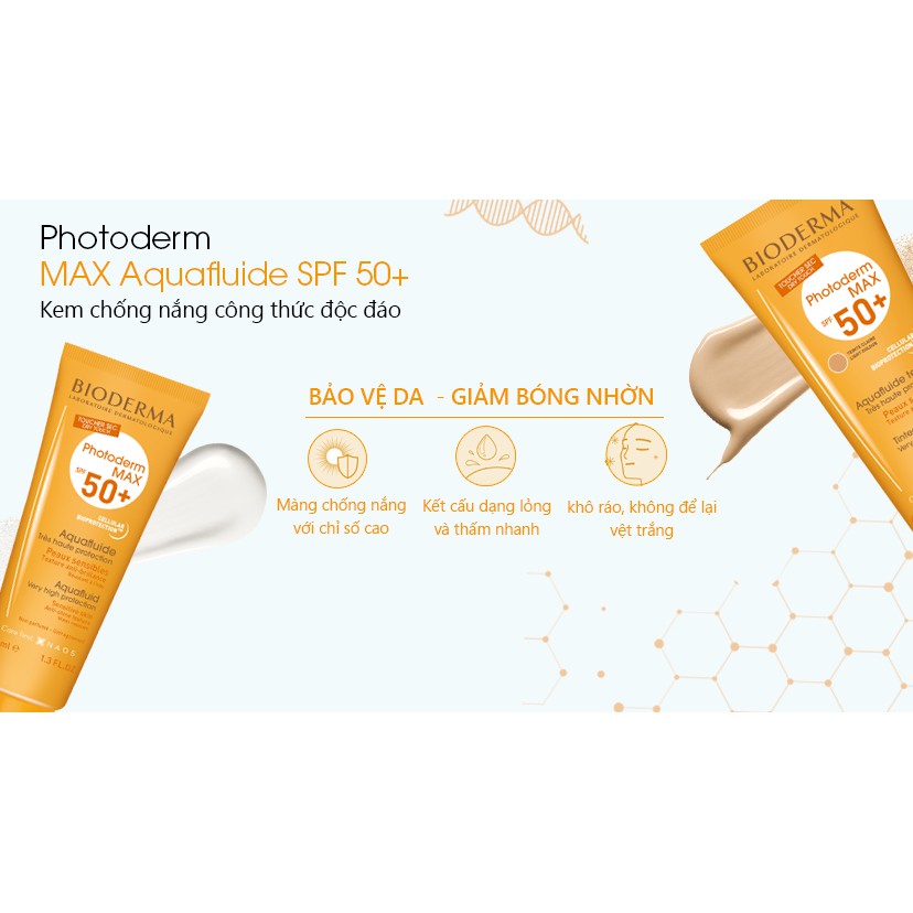 Kem Chống Nắng BIODERMA Photoderm MAX Aquafluide SPF 50+ (40ml) - Không Màu - Giảm Bóng Nhờn Cho Mọi Loại Da