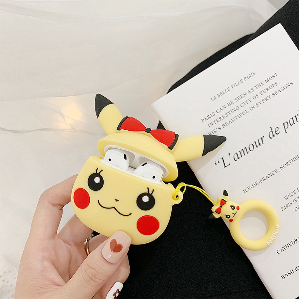 Hộp silicone hình Pikachu chống sốc cho tai nghe airpods1 2