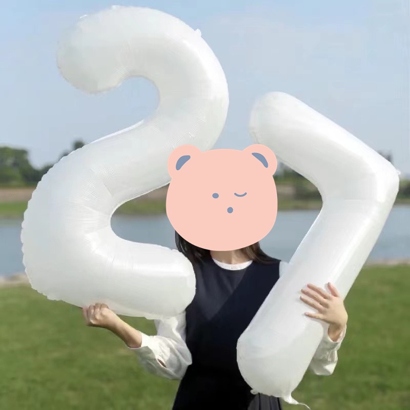 Bong Bóng Lõi Nhôm Hình Chữ Số Màu Trắng Kích Thước 32 Inch Dùng Trang Trí Tiệc Sinh Nhật