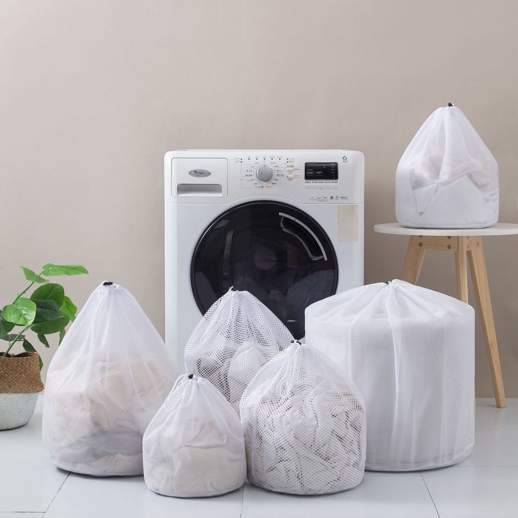 Túi Lưới Polyester Dây Rút Giặt Quần Áo Chống Gió Tiện Dụng