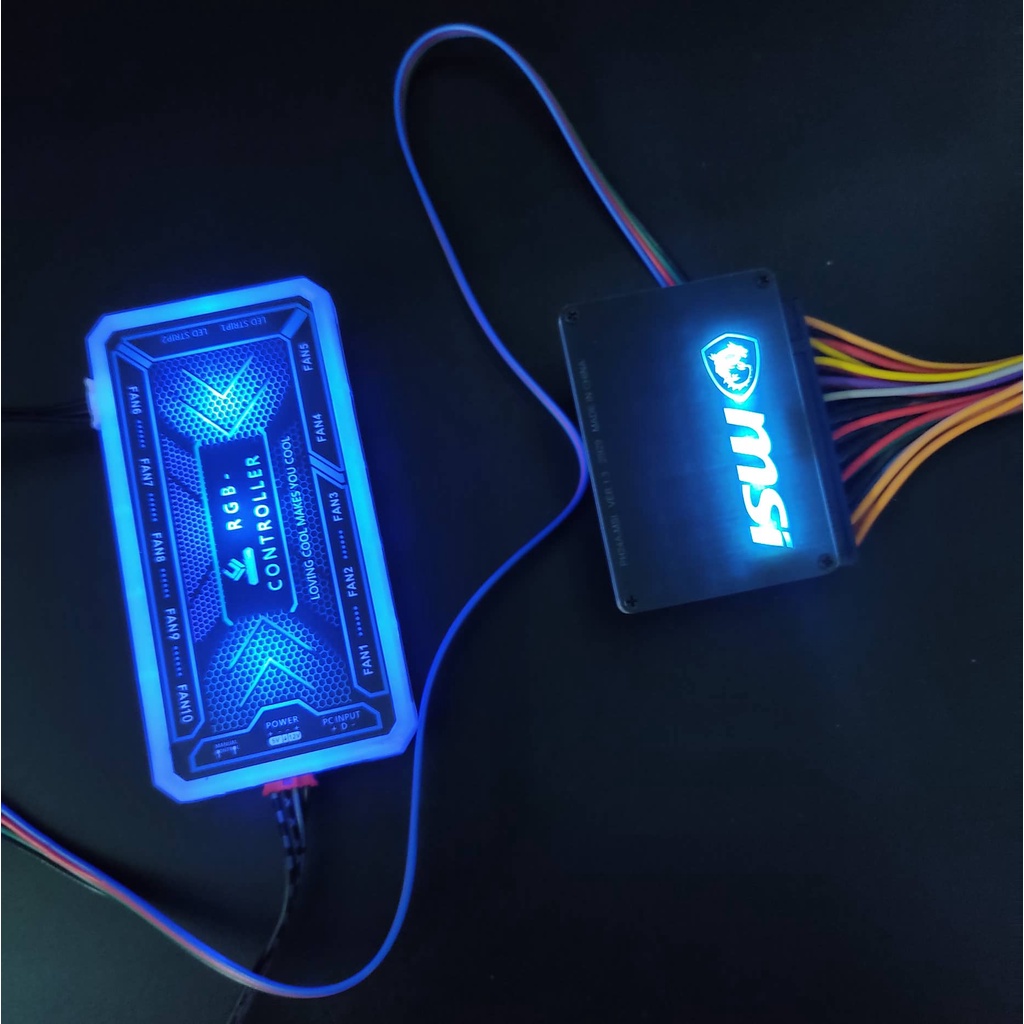 Cầu Đảo Góc 90 Độ Logo MSI Cổng 24pin Mainboard Đồng Bộ Led 5v ARGB - 12v RGB - Hub Coolmoon Tomato Xigmateks