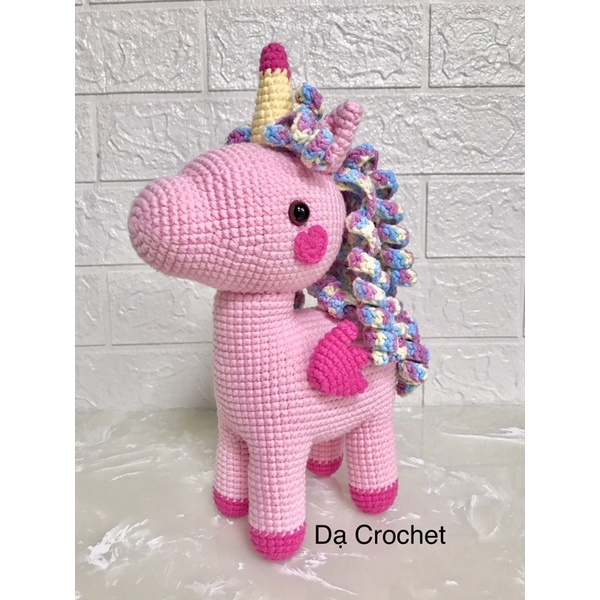 Kì Lân Unicorn Pony Nhồi Bông Dễ Thương Cho Bé - Thú Bông Len Handmade Đan Móc Thủ Công Bằng Tay