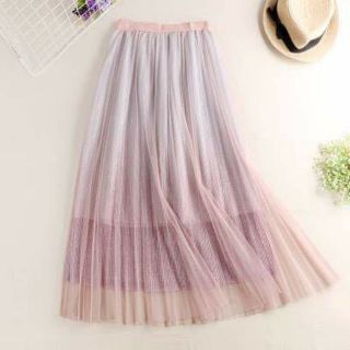 Chân váy voan ombre kim tuyến xếp ly