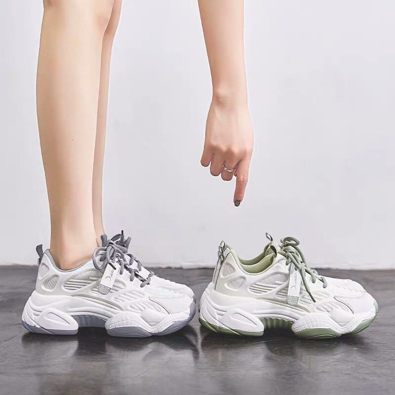 Giày thể thao nữ Youyishi có 2 màu trắng xanh &amp; xám độn đế cao thời trang ulzzang hàn quốc đẹp giá rẻ hot trend 2020