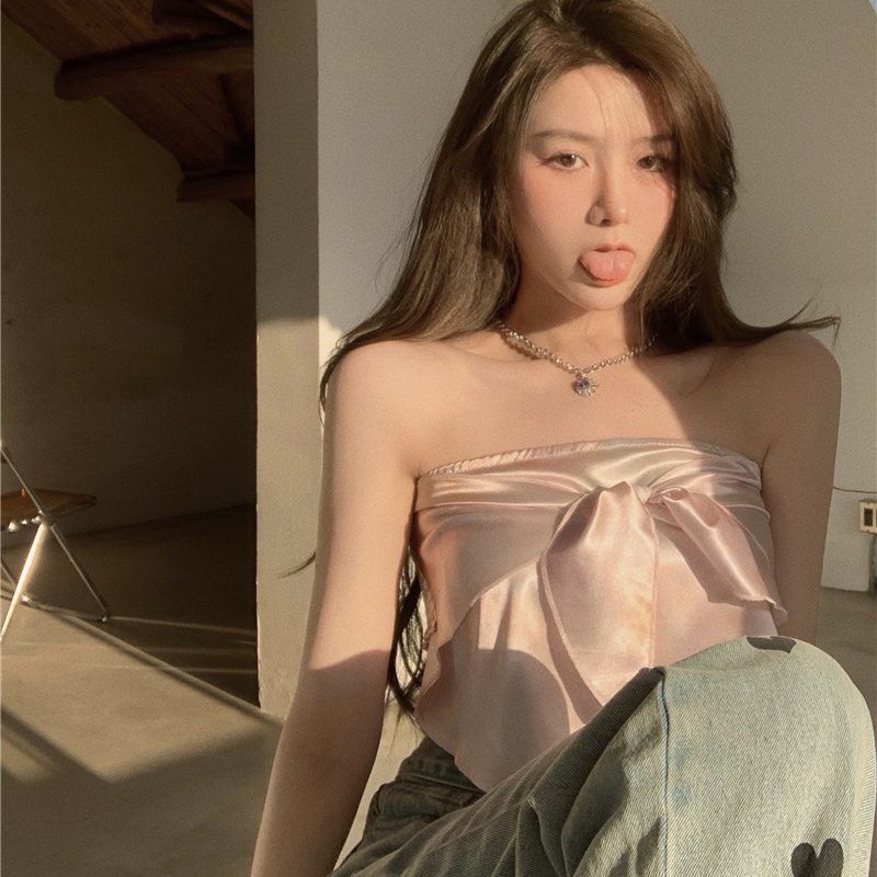 Áo ống IELGY thiết kế thắt nơ quyến rũ thời trang hè cao cấp cho nữ