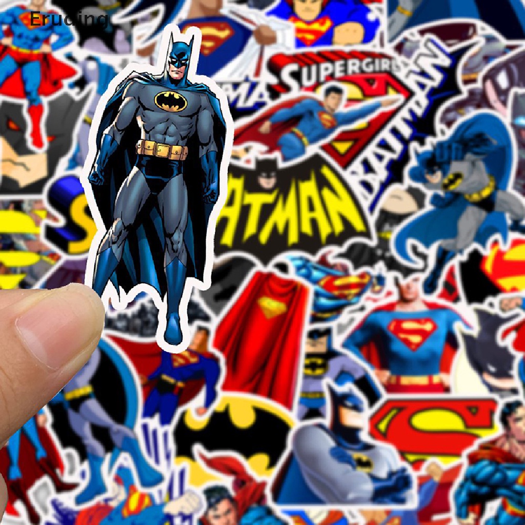 DISNEY Bộ 45 Miếng Dán Trang Trí Xe Hơi / Va Li / Guitar Họa Tiết Marvel / Batman Superman Graffiti