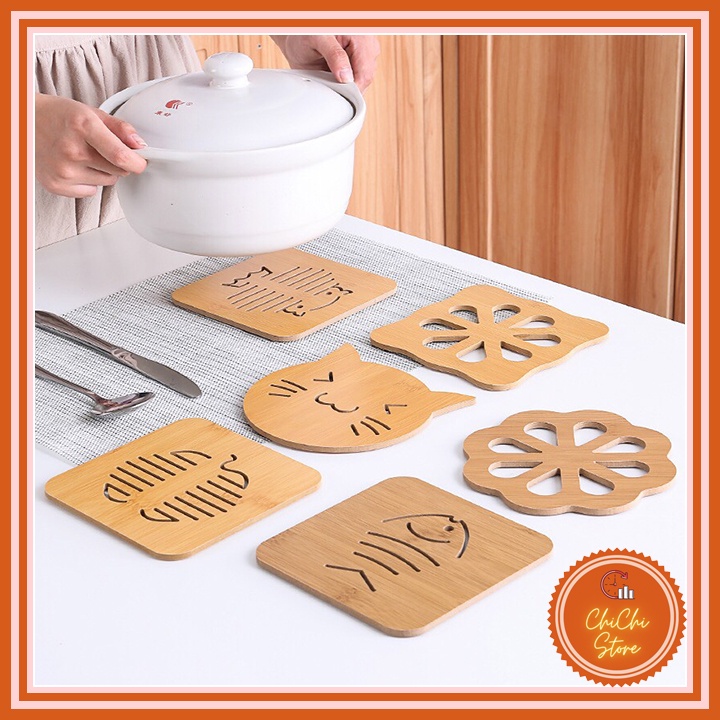 Miếng lót nồi,cốc,chén bằng gỗ ép cách nhiệt nhiều hình ngộ nghĩnh đáng yêu,lót nồi gỗ decor trang trí bàn ăn siêu xinh