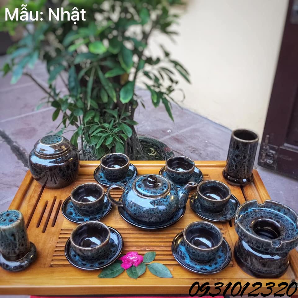 ấm chén hình cá 3d bát tràng men hỏa biến