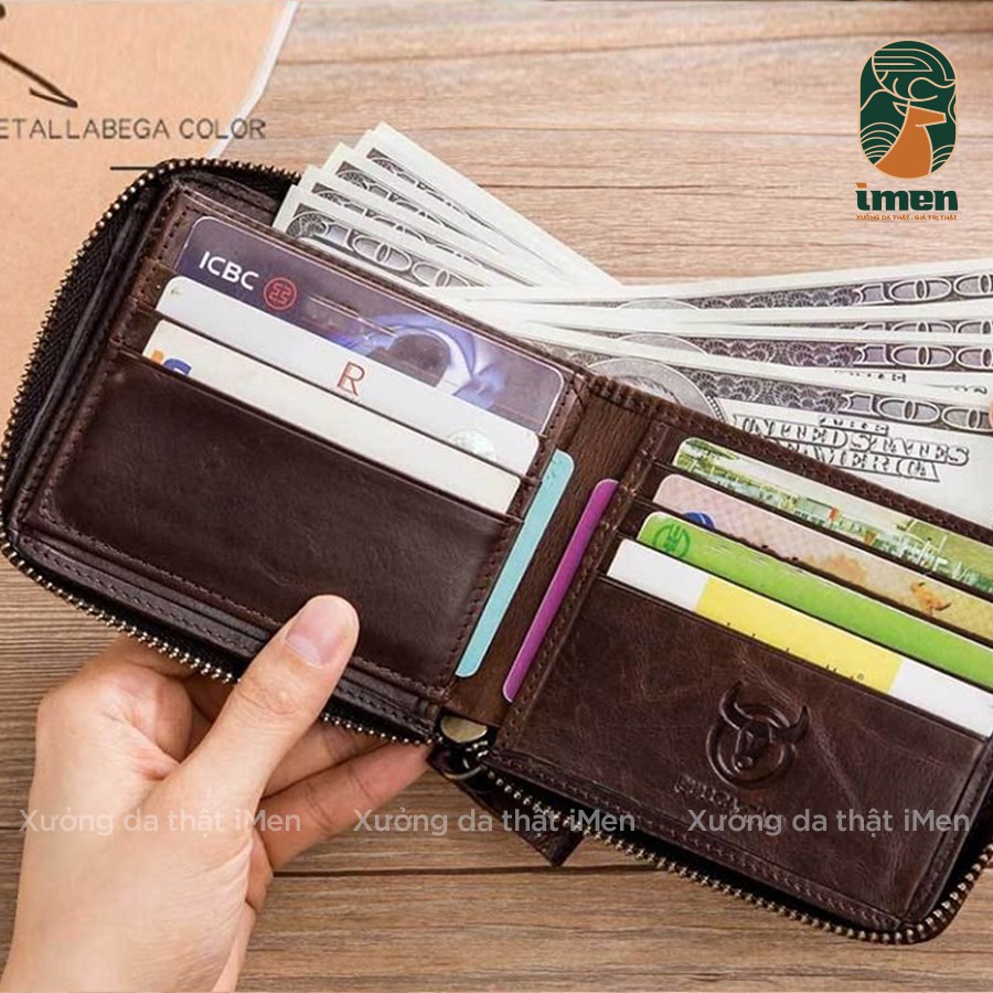 Ví nam da bò cao cấp, ví nam có khoá chắc chắn chống rơi đồ - Bảo hành 12 tháng - VD003