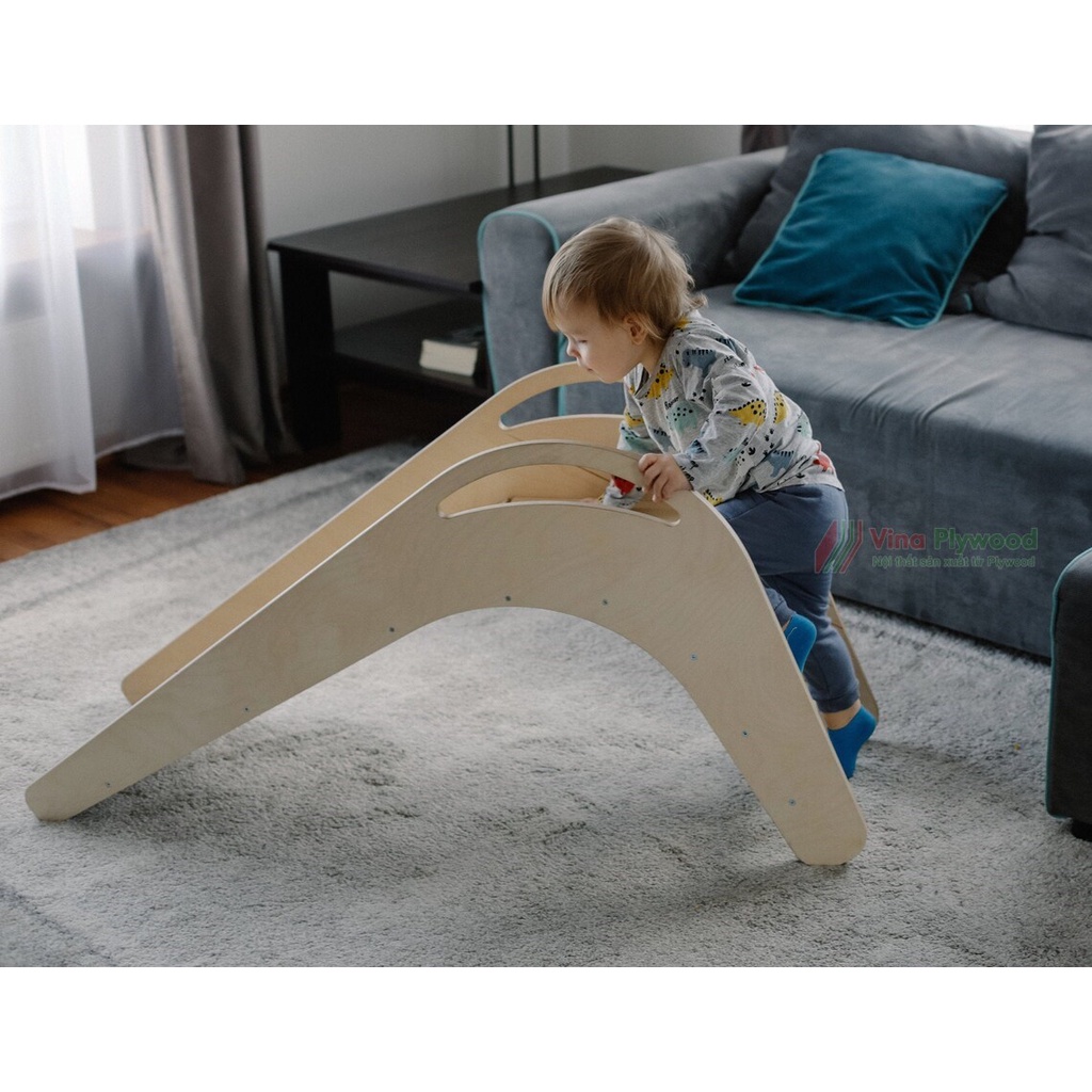 Cầu trượt gỗ cho bé- đồ chơi vận động, chất liệu gỗ plywood an toàn cho bé, đạt chuẩn Châu Âu, thương hiệu Vinaplywood