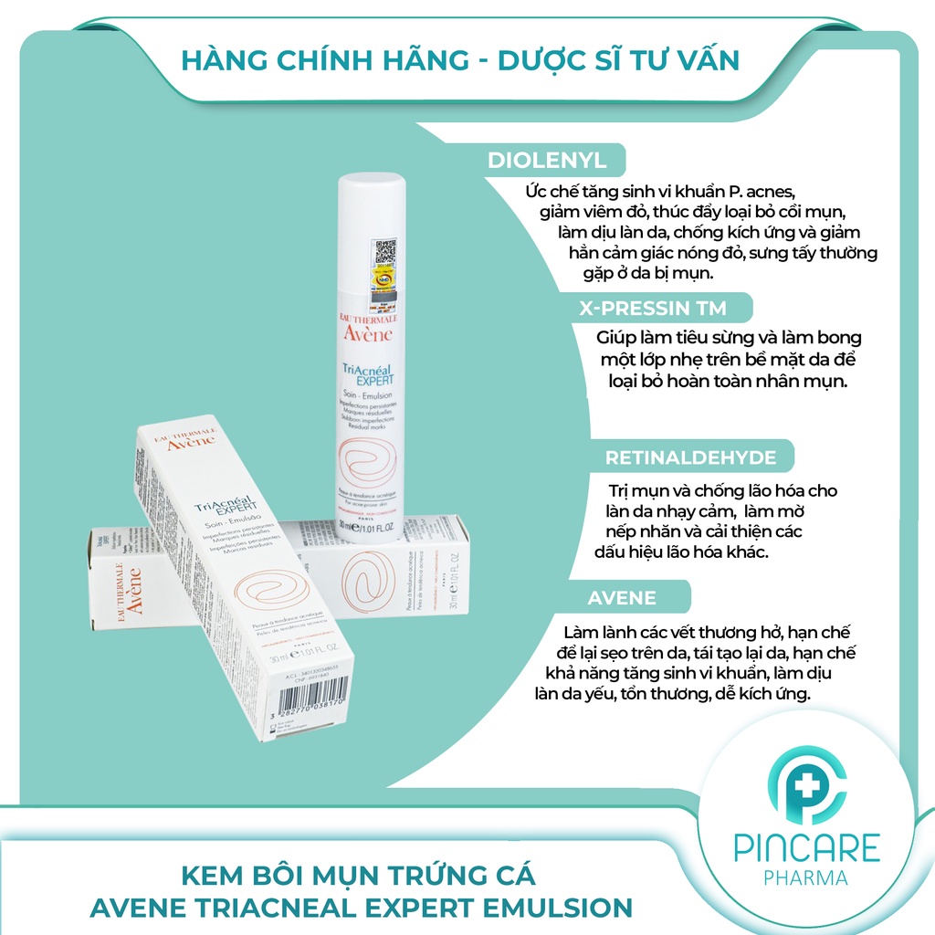 Kem bôi mụn trứng cá Avene Triacneal Expert Emulsion 30 ml - Hàng chính hãng - Nhà thuốc PinCare