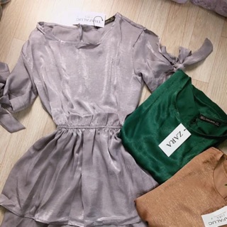 Váy đũi lụa 2 tầng tay nơ