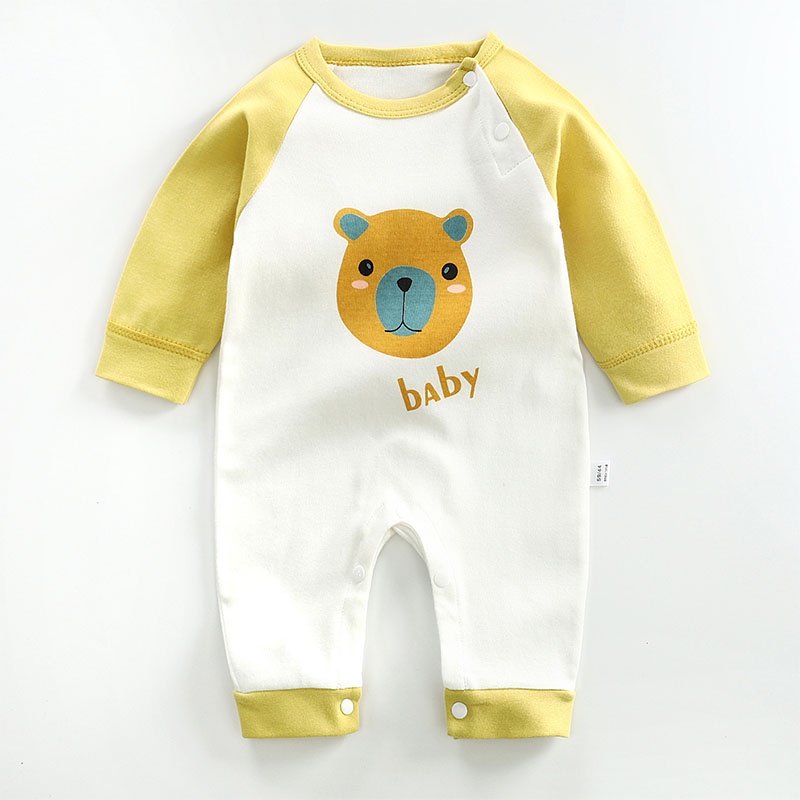 Bộ Áo Liền Quần Vải Cotton Mềm Mại Tay Dài Thời Trang Xuân Thu Cho Bé Sơ Sinh