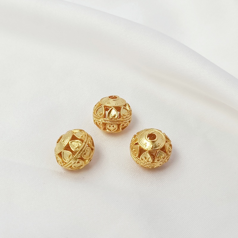 Phụ Kiện Hạt Tròn Rỗng Bốn Lá Mạ Vàng 18K Hình Thỏ Dễ Thương Dùng Trang Trí DIY