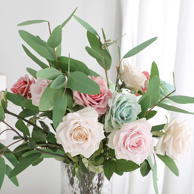 Bó Hoa Hồng Nhân Tạo Bằng Lụa Nhiều Màu Phong Cách Cổ Điển Dành Cho Trang Trí Nhà Cửa/ Văn Phòng/ Tiệc Cưới DIY