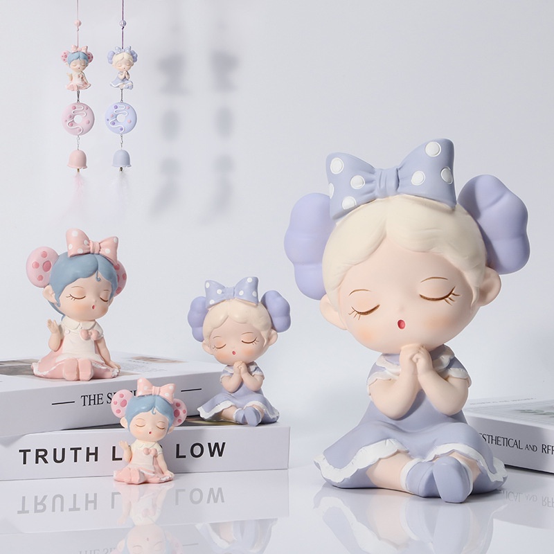 Đồ Trang Trí Hồ Cá Hình Cô Gái Đeo Nơ Trái Tim Bằng Nhựa resin Thủ Công Sáng Tạo Để Bàn Trang Trí Nội Thất