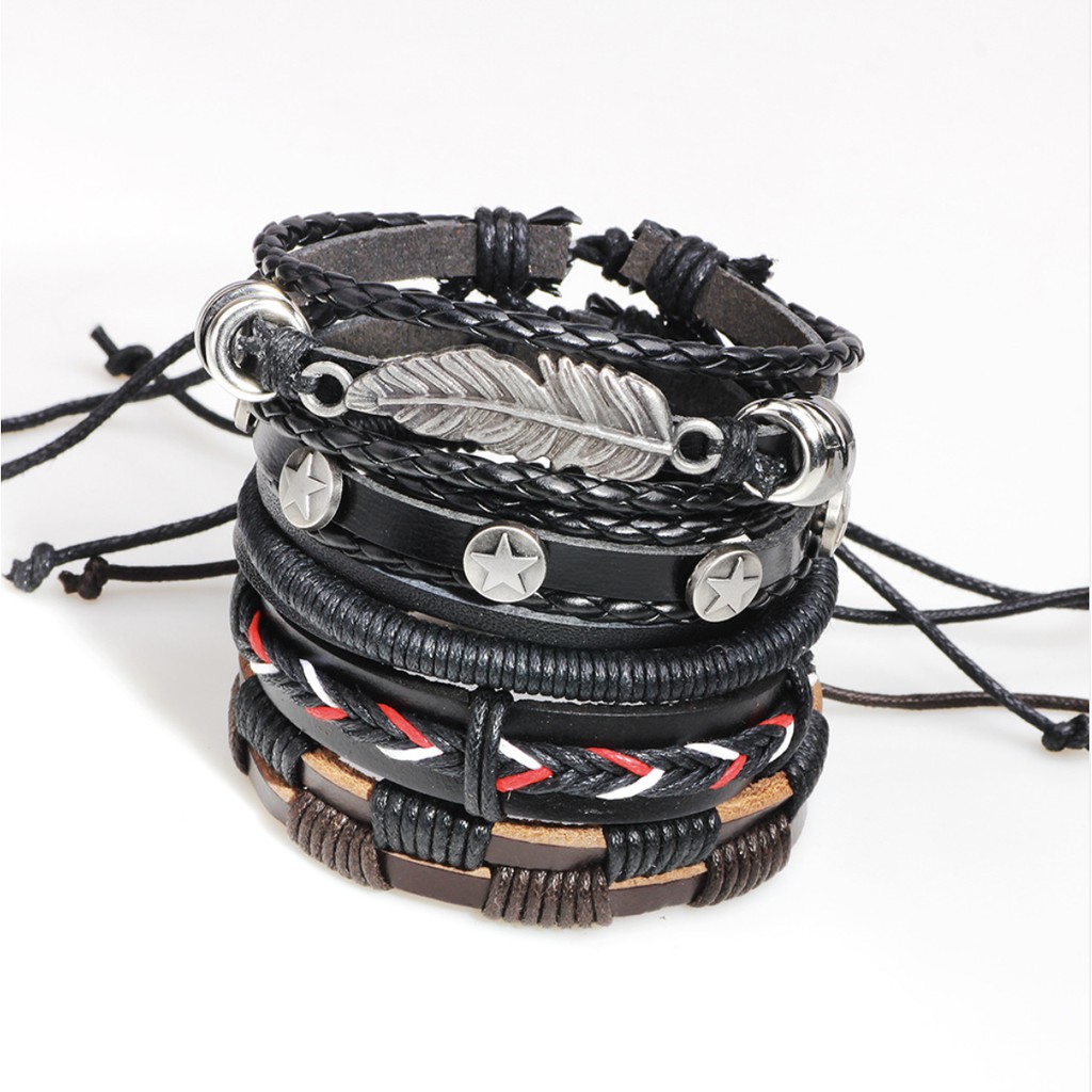 Combo 5 vòng tay nam nữ handmade, set 5 lắc tay nam nữ sọc caro - A10 Bảo Bảo Store