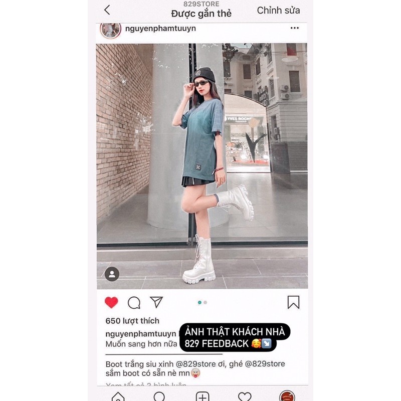 sẵn. Giày cao cổ  độn đế khủng, bốt martin🤩 giày tăg chiều cao \ boot da trắng | BigBuy360 - bigbuy360.vn