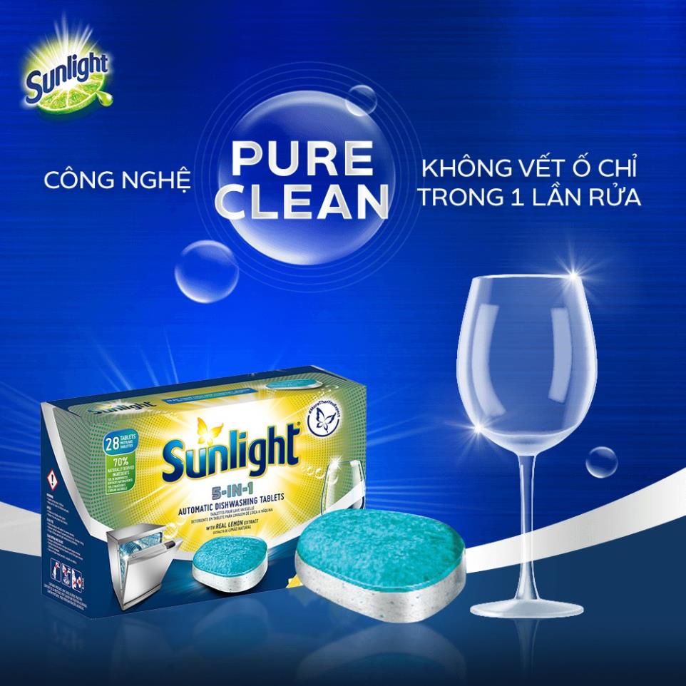 3 Hộp Viên Rửa Chén Bát Sunlight 5 in 1 Dành Cho Máy Rửa Chén (490g/Hộp)