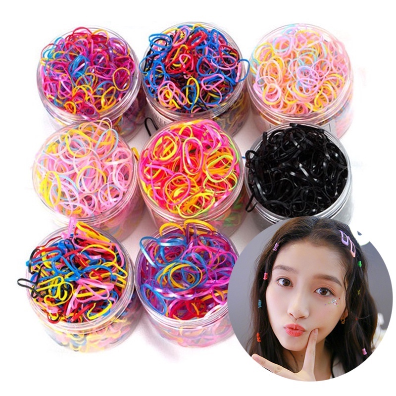 Set 500-2500 Dây Buộc Tóc Cao Su Nhiều Màu Sắc Thời Trang Hàn Quốc Dành Cho Nữ