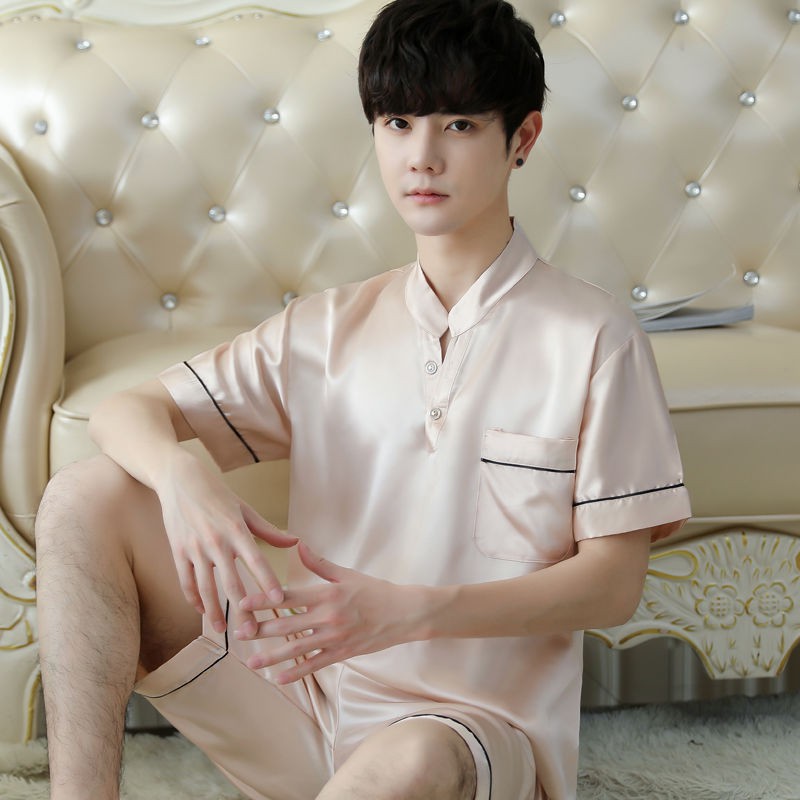 Bộ ngủ lụa Pijama nam màu trơn chất siêu đẹp (Hàng có sẵn)90YUUA