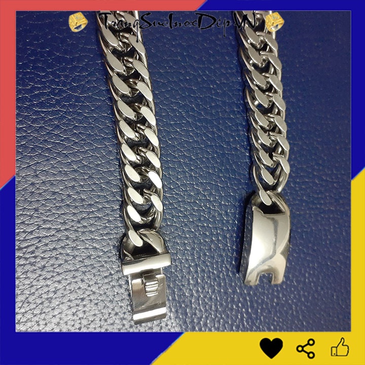 Dây chuyền nam inox kiểu lặc đôi 12mm khóa hộp sáng đẹp, không đen, thể hiện đẳng cấp phái mạnh
