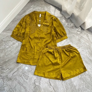 PYJAMA LỤA CỘC ĐÙI QUẢNG CHÂU VÀNG XINH