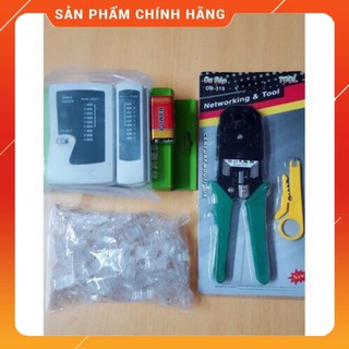 Combo : kìm bấm dây mạng + test mạng + 50 hạt mạng cob