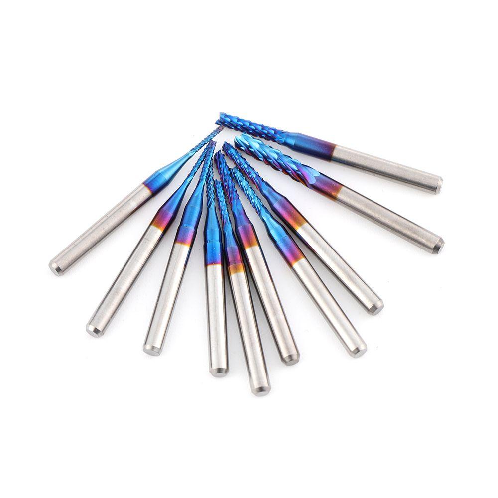 Mũi Phay CNC 0.8-3.175mm Chuyên Dụng|Dụng Cụ Cắt Cạnh Bằng Titan Màu Xanh Dương