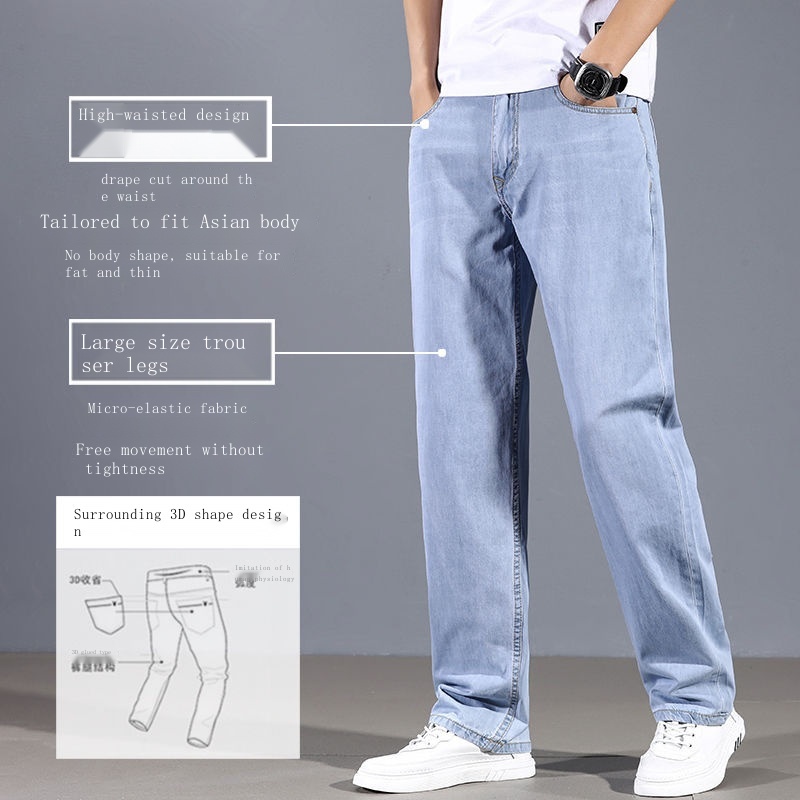Quần Jean Ống Rộng Dáng Suông Bằng cotton Thời Trang Xuân Thu Cao Cấp Cho Nam