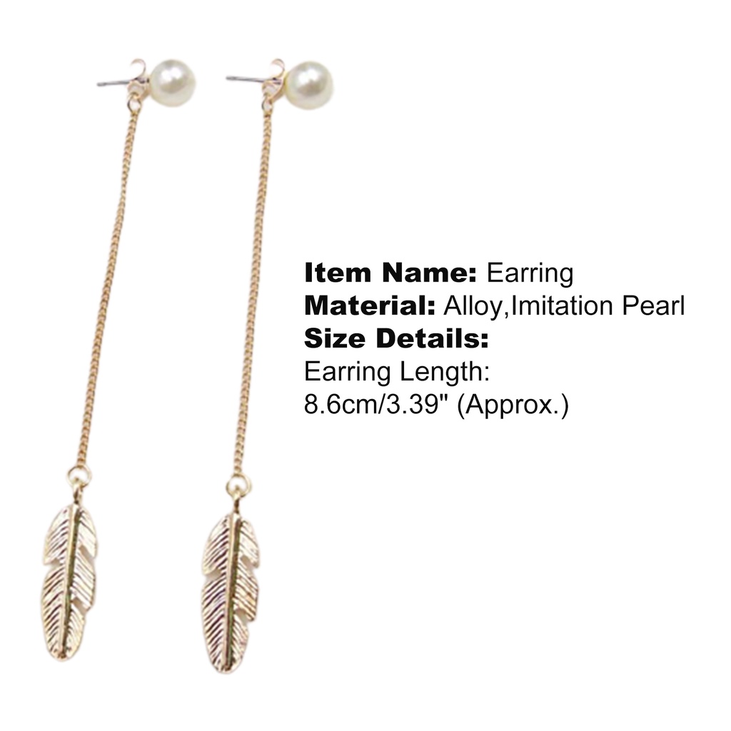 Khuyên tai dáng dài tạo hình lông vũ dành cho nữ