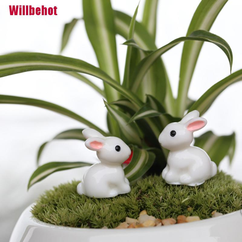 Bộ 2 Bức Tượng Thỏ Mini Trang Trí Sân Vườn