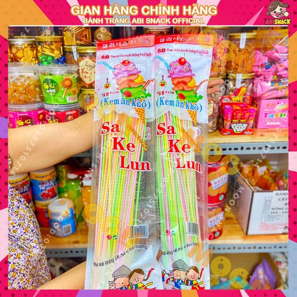 Kẹo tăm que lạnh siêu dài tận 1m sa ke lun thơm thơm vị béo kem ăn khô món ăn tuổi thơ gói to 500g