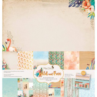 (Size lớn 30x30 cm) Bộ 6 tờ giấy + 1 sticker scrapbook Wild&Free - PK1000