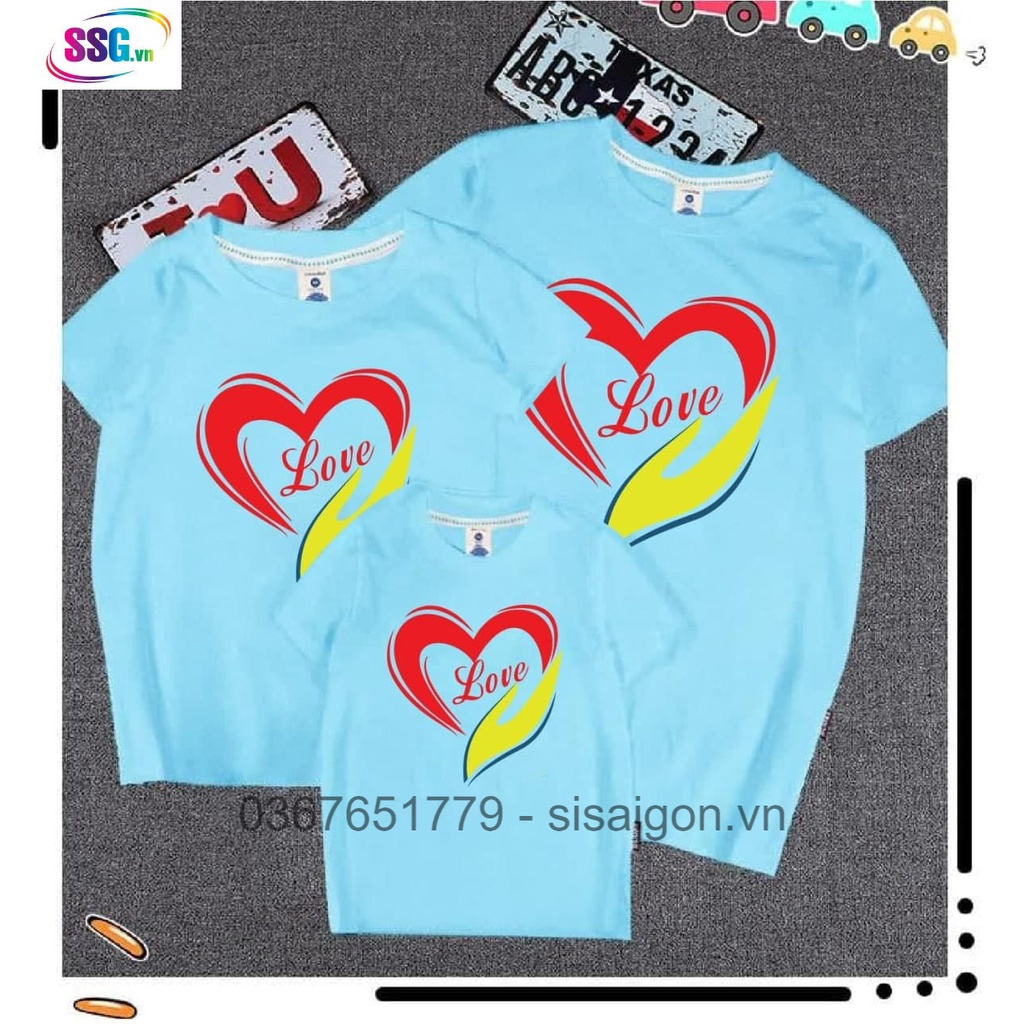 Áo thun nam nữ - áo gia đình in chữ LOVE bàn tay , chất đẹp mềm mịn thoáng mát