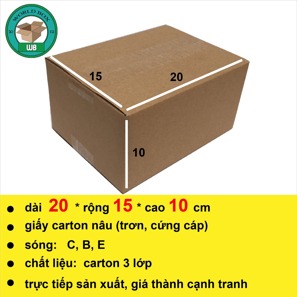 Thùng carton đóng hàng 20x15x10 bộ 100 không in