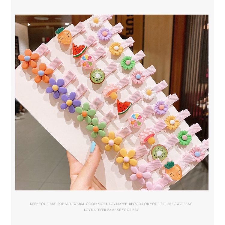 Set 5 cái kẹp tóc cho bé gái hoạt hình dễ thương, kẹp bọc vải không gây đau tóc