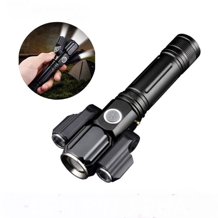 Đèn pin 3 pha 3 bóng siêu sáng xoay 360 độ chống thấm sạc pin ( tuyển khách sỉ)