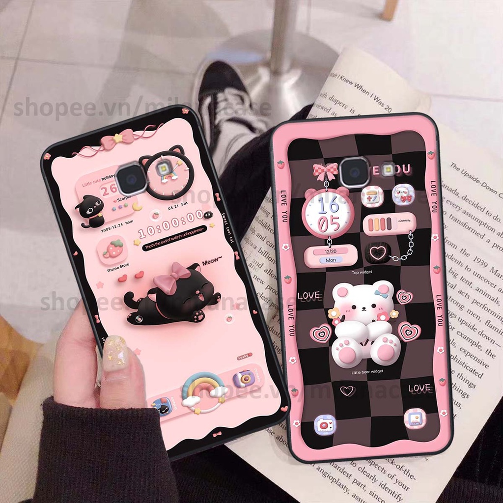 Ốp Samsung J5 Prime hình đồng hồ icon gấu mèo cute cực dễ thương ngộ nghĩnh
