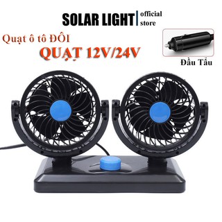 Quạt ô tô đôi 12V/24V, Quạt xe tải đầu cắm tẩu trên xe ô tô