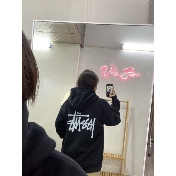Hoodie 𝑺𝒕𝒖𝒔𝒔𝒚 Nam Nữ Big Logo Trắng Đen