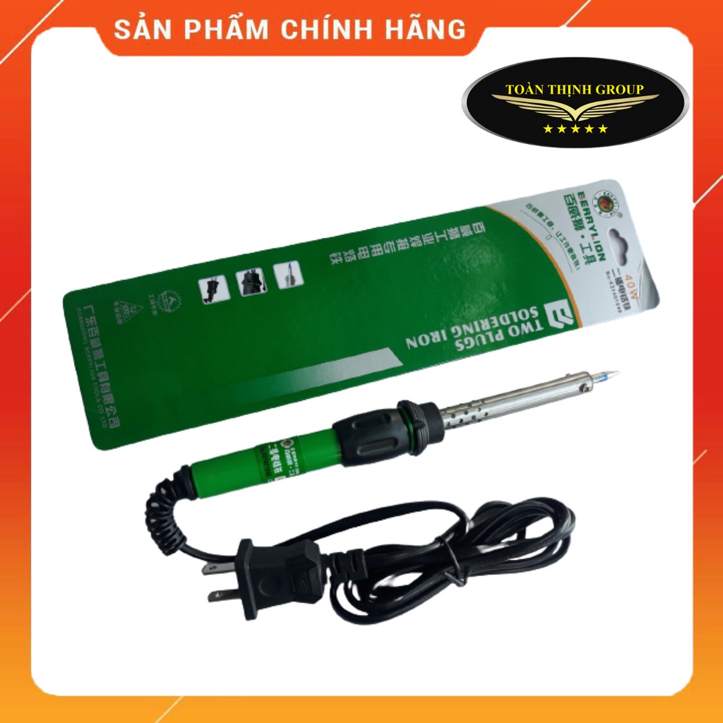 Mỏ Hàn Thiếc, Hàn Chì - Hàn Nhiệt Cao Cấp Nhọn Cán Nhựa Xanh Hiệu Berrylion Công Suất 40W, 60W, 80W