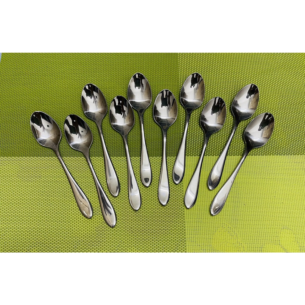 Sét 10 Muỗng Cafe Inox Cán Nhọn [ Kích Thước : 3cm x 13.6cm ]