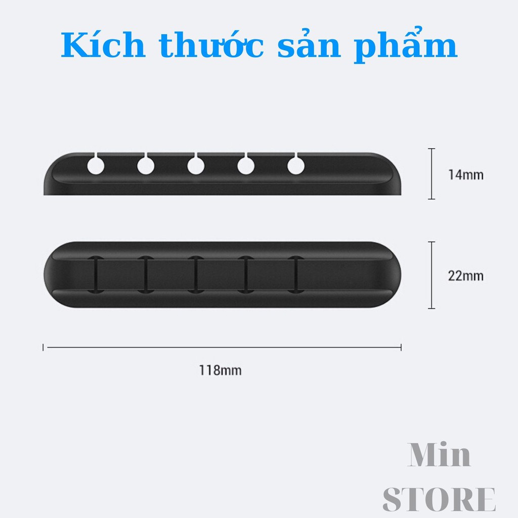 Đế đỡ cố định dây cáp sạc, tai nghe, dây điện, dây chuột - 3 Size - Kèm miếng dán 3M - Min STORE