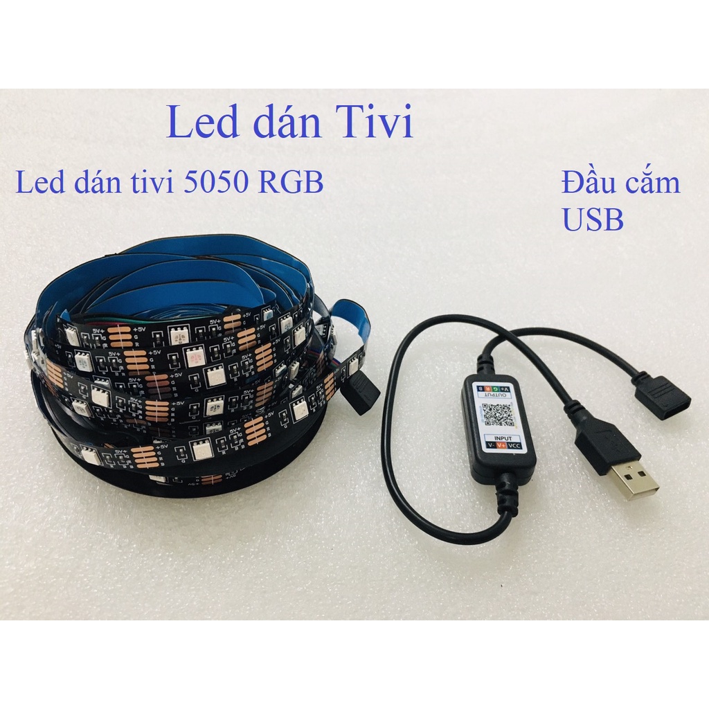 LED dán TIVI 5050 RGB 5V, USB sử dụng APP qua điện thoại