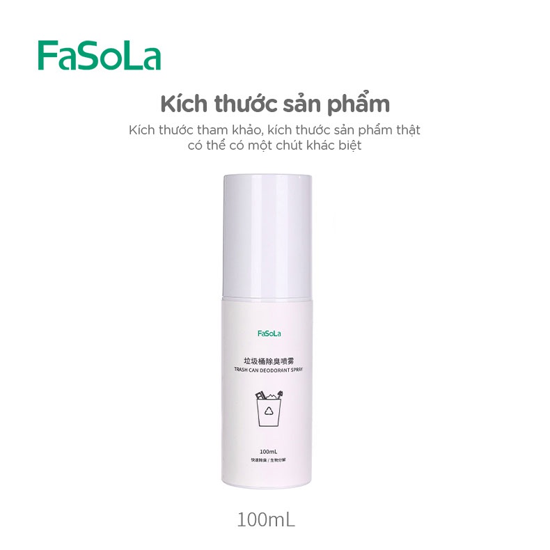 Chai xịt khử mùi thùng rác, toilet FASOLA FSLJY-352C 100mL