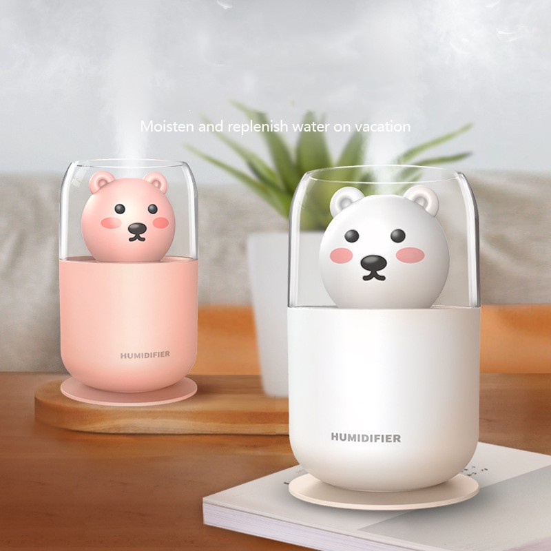 Máy phun sương Fnelse tạo độ ẩm hình gấu dễ thương 300ml có đèn led tiện dụng