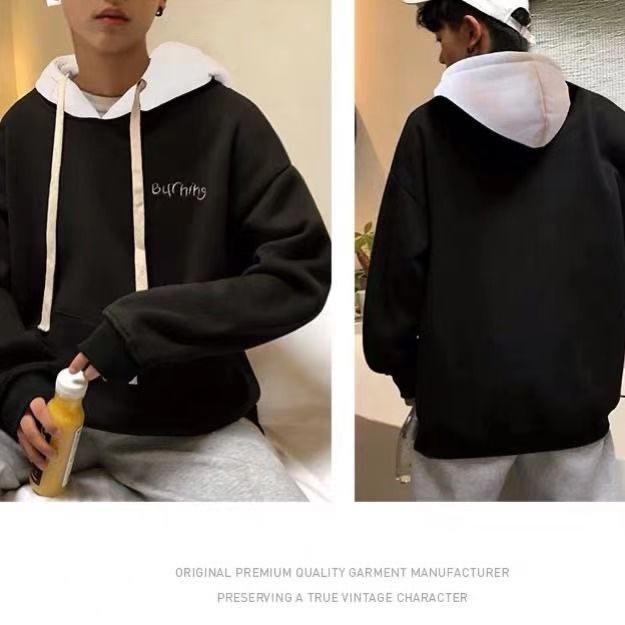 Áo Hoodie Lông Cừu Dáng Rộng Phong Cách Hàn Quốc Thời Trang Thu Đông Dành Cho Nam