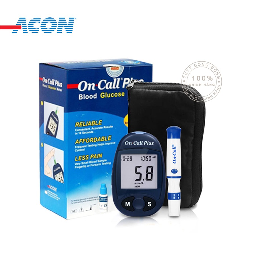 [Mã FMCGFSS11 giảm 8% đơn 250K] Máy Đo Đường Huyết Acon On Call Plus + Tặng hộp 25 que thử và hộp 50 kim chích máu